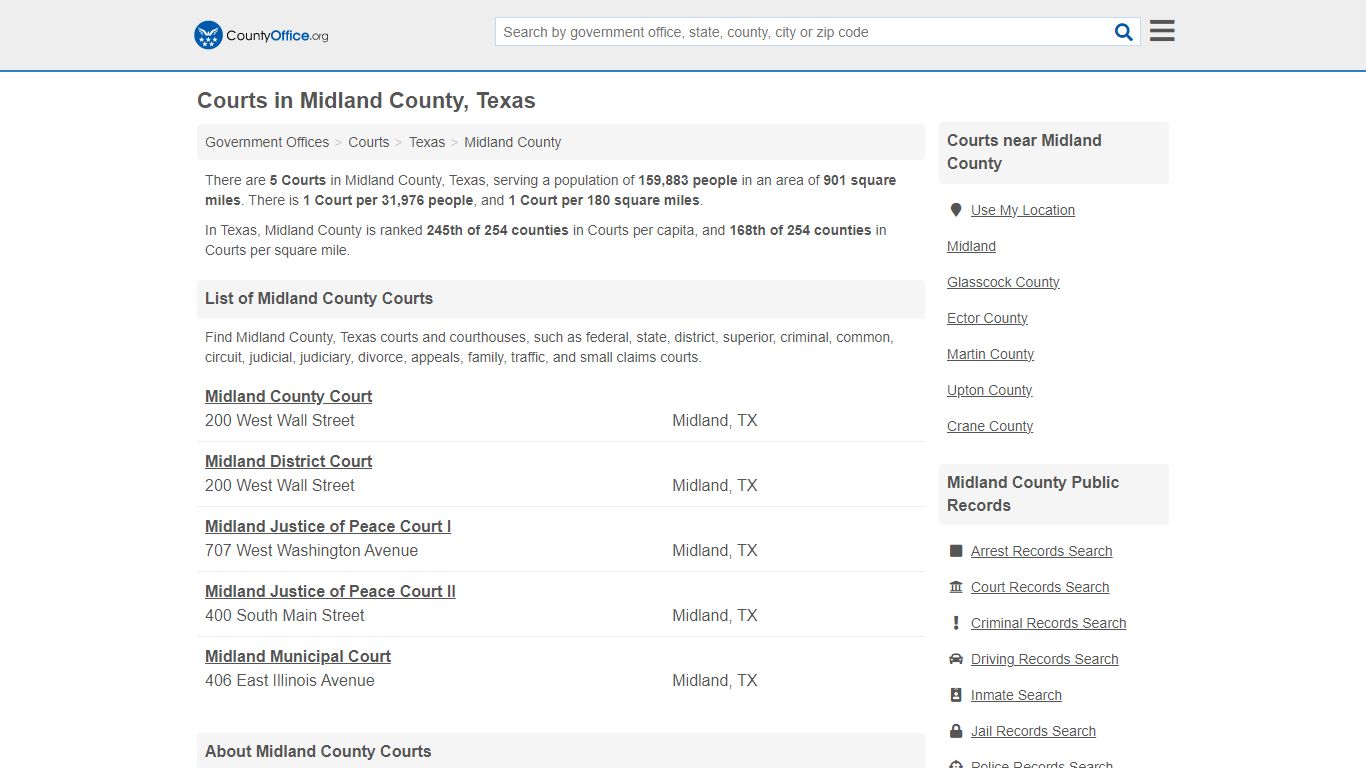 Courts - Midland County, TX (Court Records & Calendars)