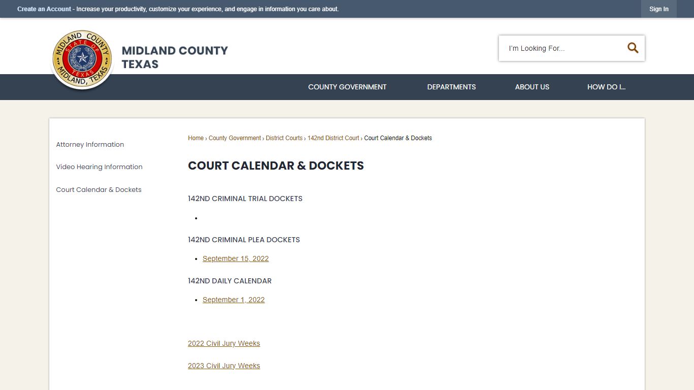 Court Calendar & Dockets | Midland County, TX